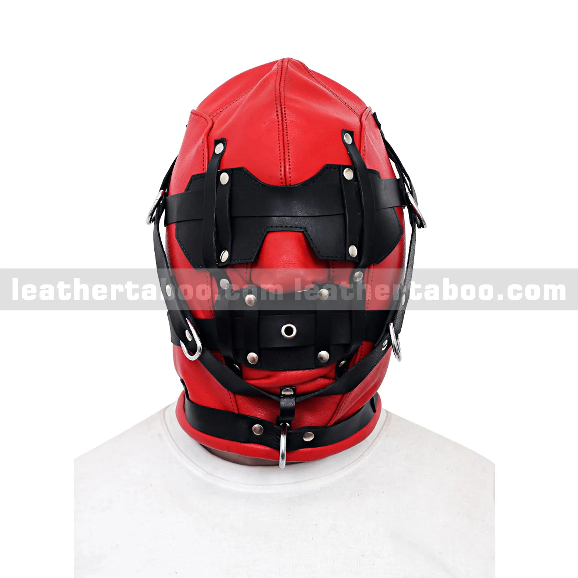 Full Face Leather Bondage Hood - Leather taboo