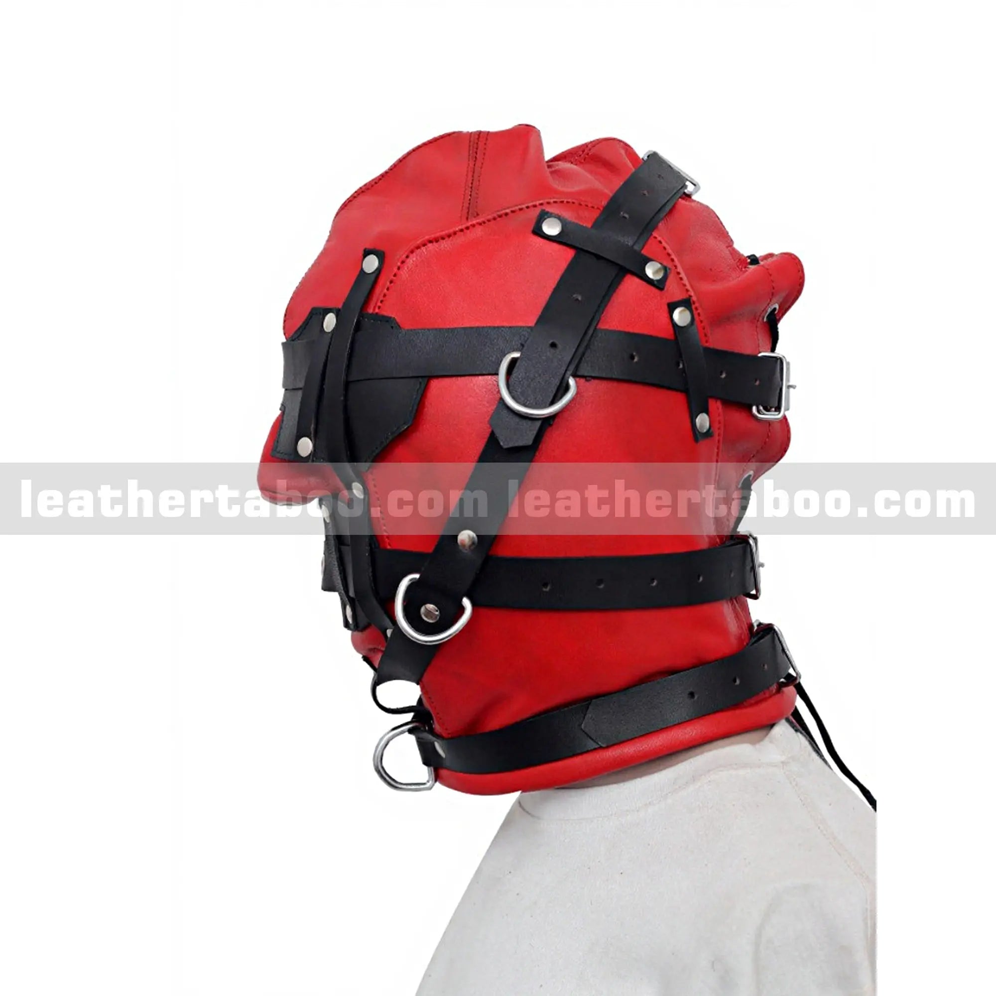 Full Face Leather Bondage Hood - Leather taboo