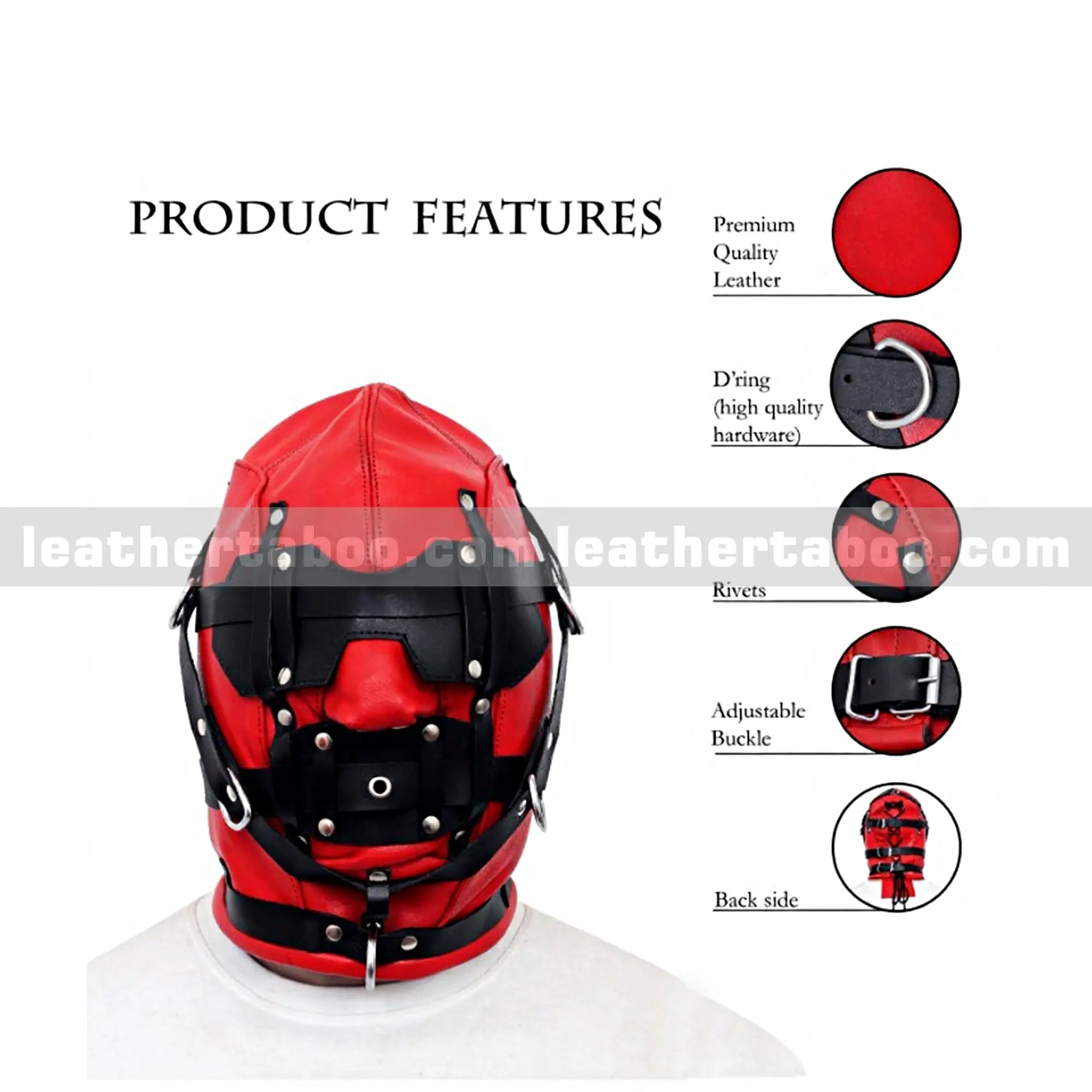 Full Face Leather Bondage Hood - Leather taboo