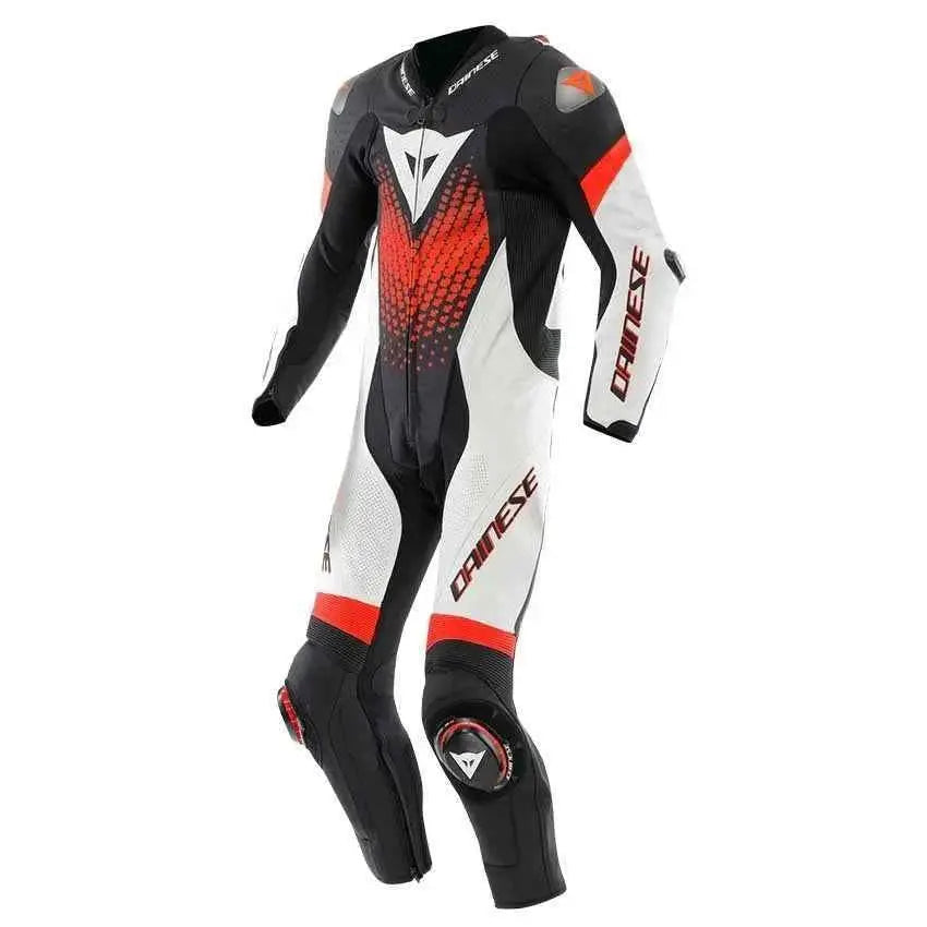CE armored cowhide racing leather suit front view