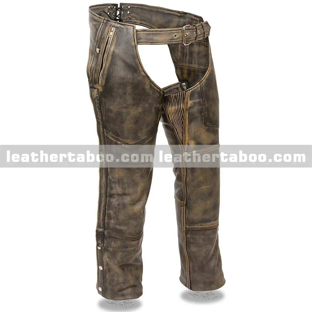 Premium Stylish Western Biker Leather Chaps | Classic Motorcycle Riding Gear Leather taboo