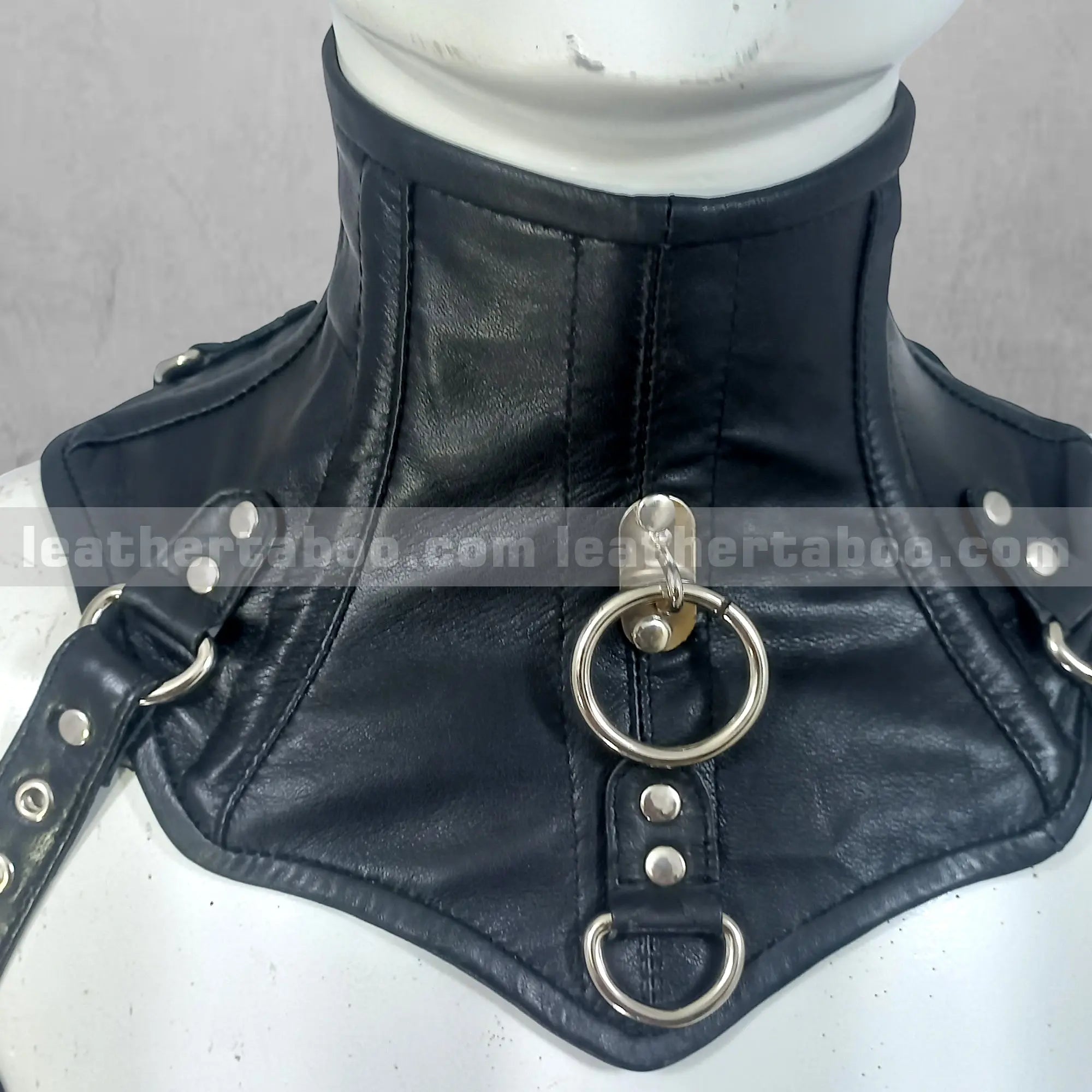 Pink and Black Sheepskin Leather Corset Outfit with Buckled Harness Straps | Adjustable Fit | Performance or Fashion Wear - Leather taboo