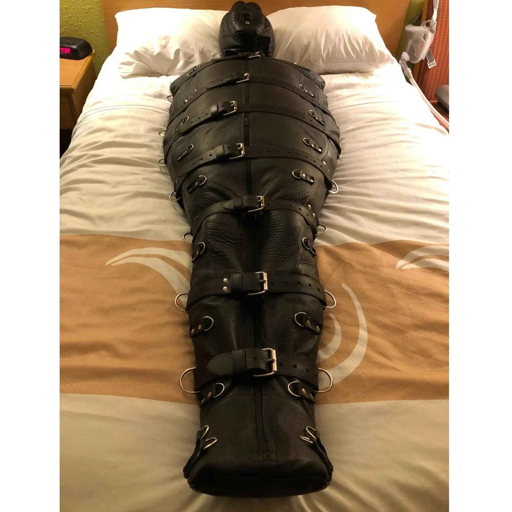 Cowhide leather sleep sack body bag front view