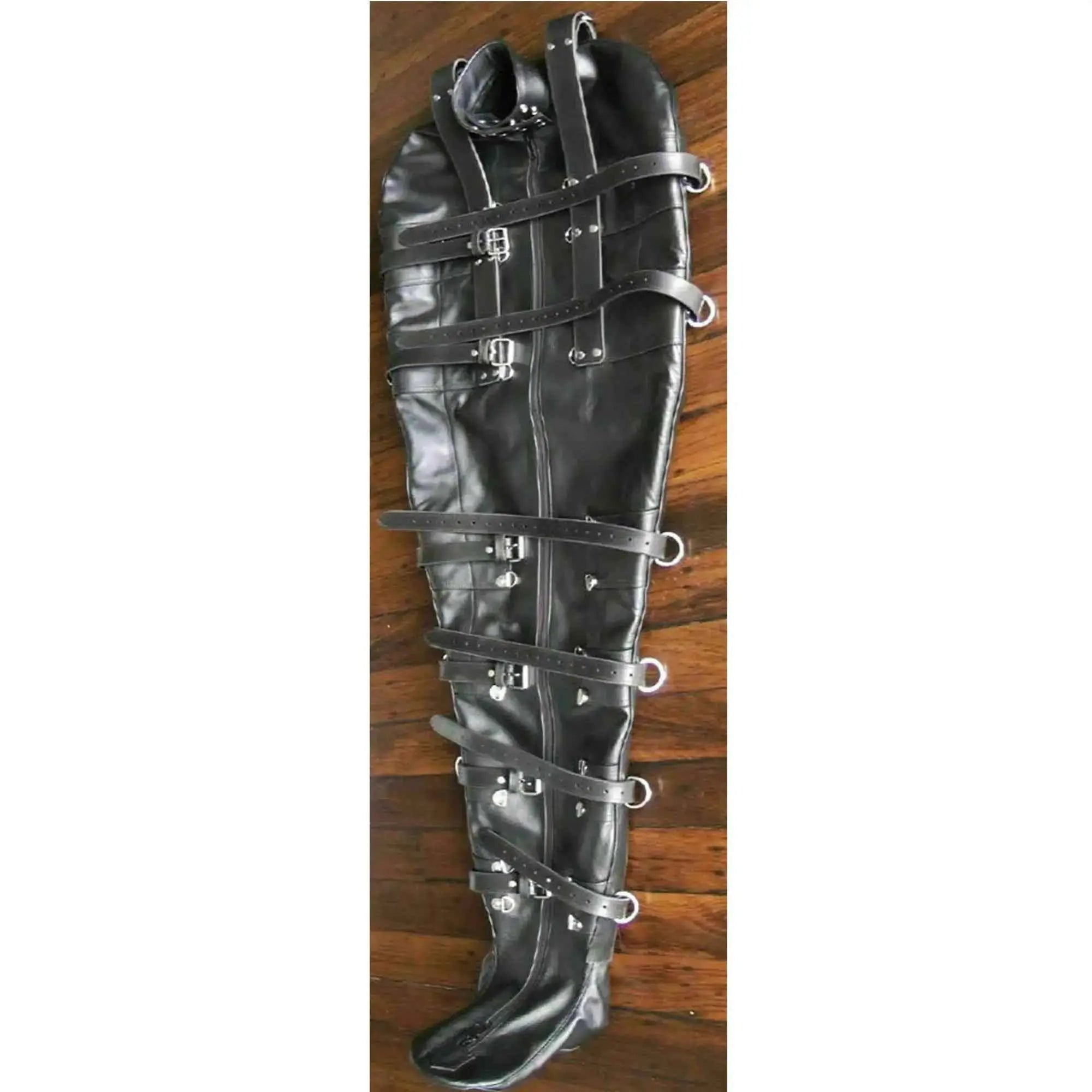 Cowhide leather sleep sack body bag full view