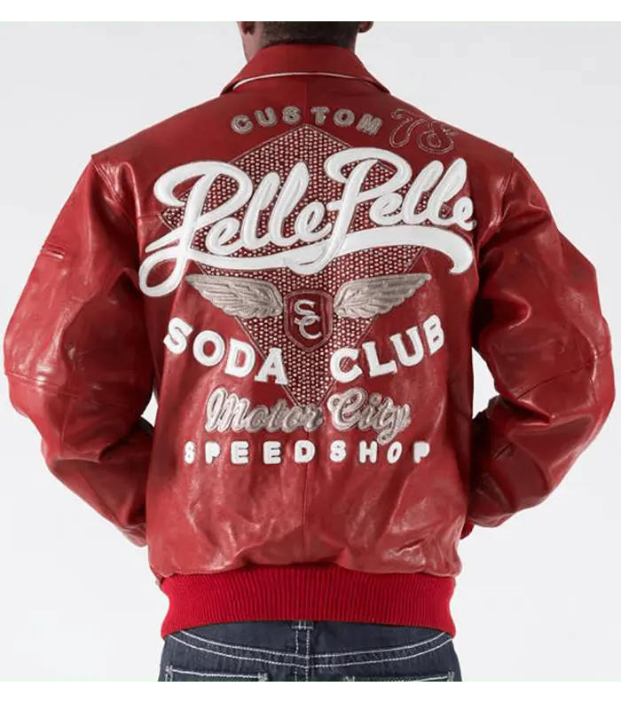 Pelle Pelle Custom 78 Soda Club Motor City Speed Shop Red Leather Jacket