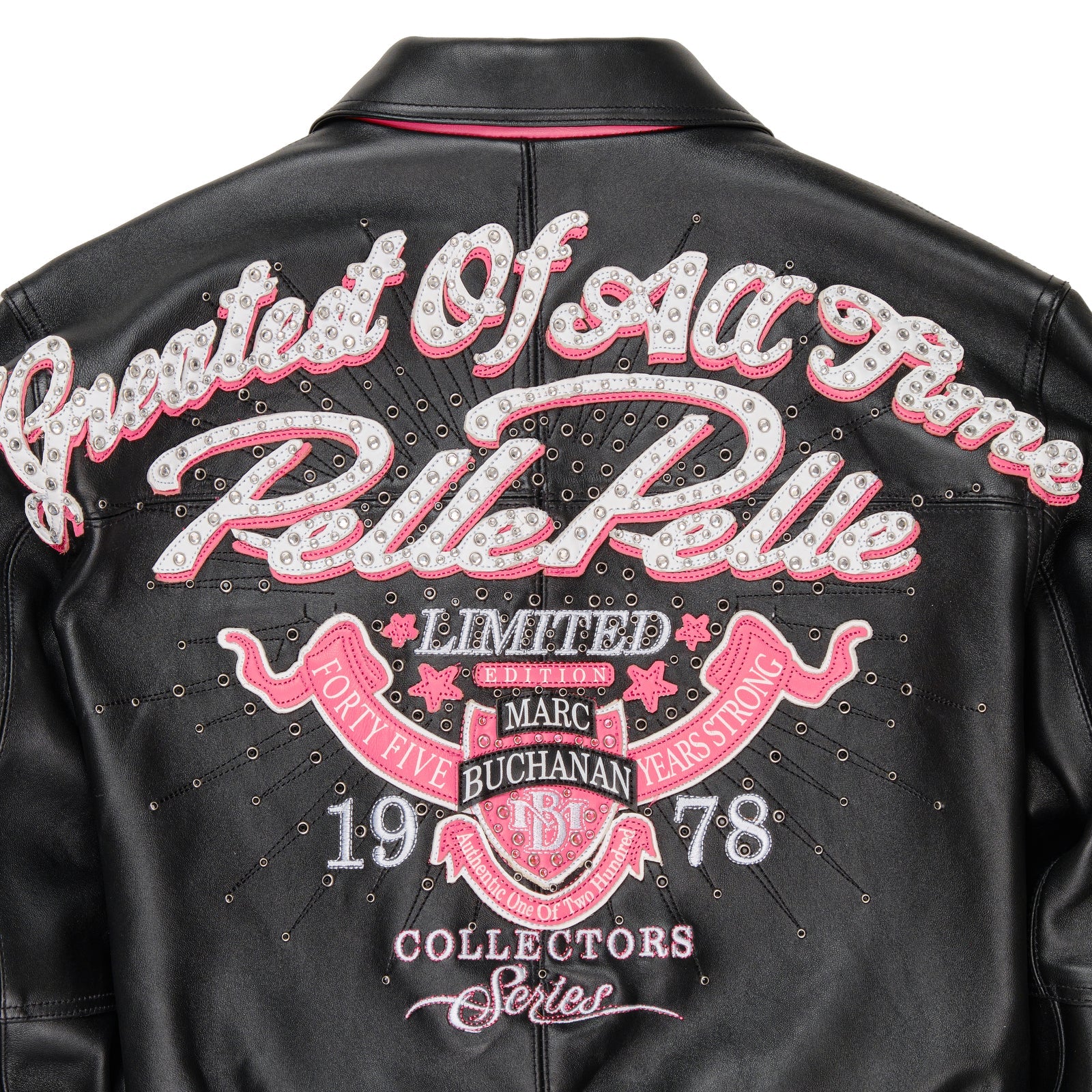 Women’s Black Pelle Pelle Cowhide Leather Jacket with Pink Accents – Premium Designer Streetwear