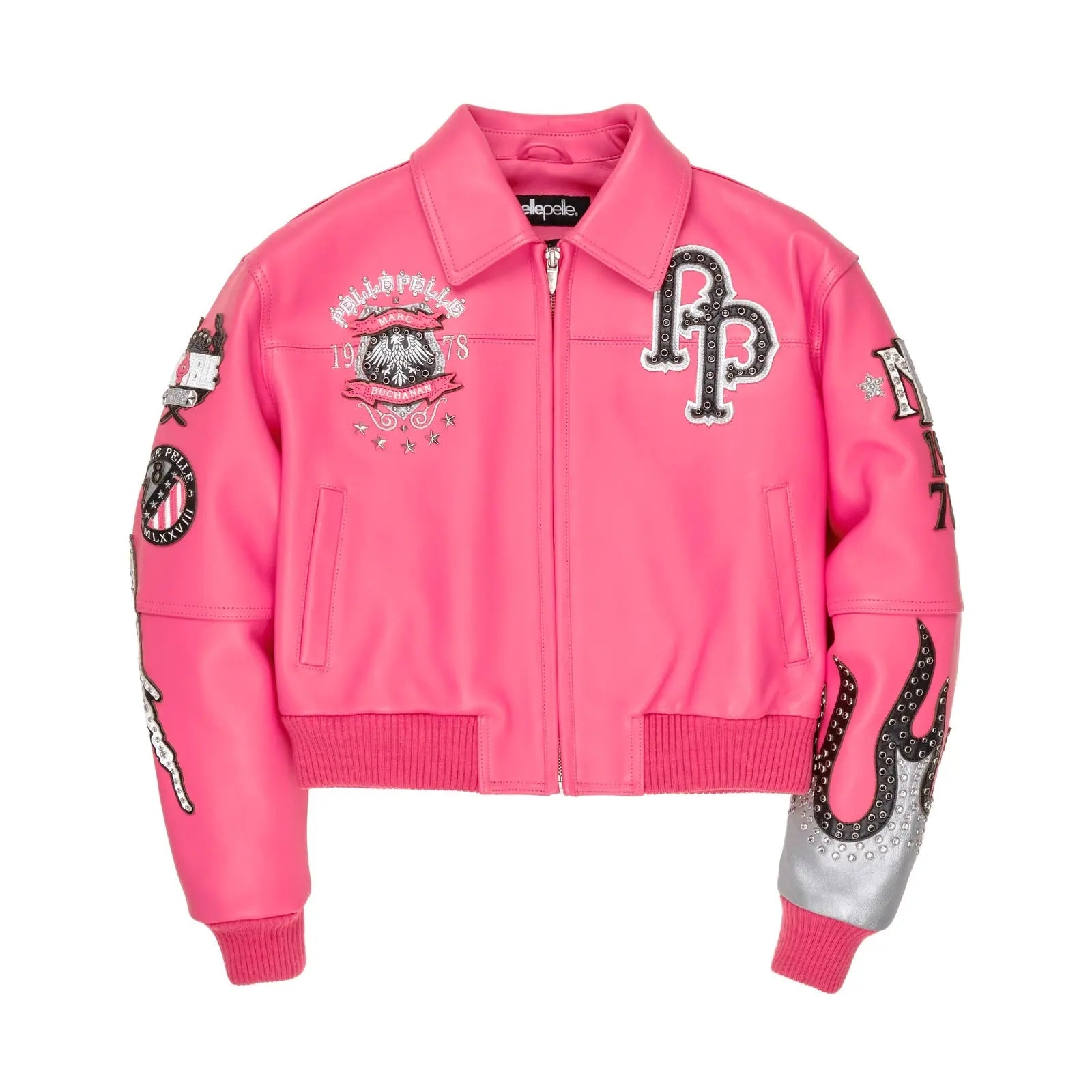 Womenโs Pelle Pelle Pink Premium Cowhide Leather Jacket โ Designer Studded Outerwear - Leather taboo
