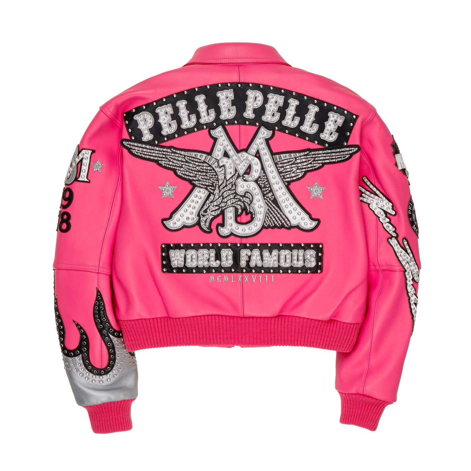 Women’s Pelle Pelle Pink Premium Cowhide Leather Jacket – Designer Studded Outerwear