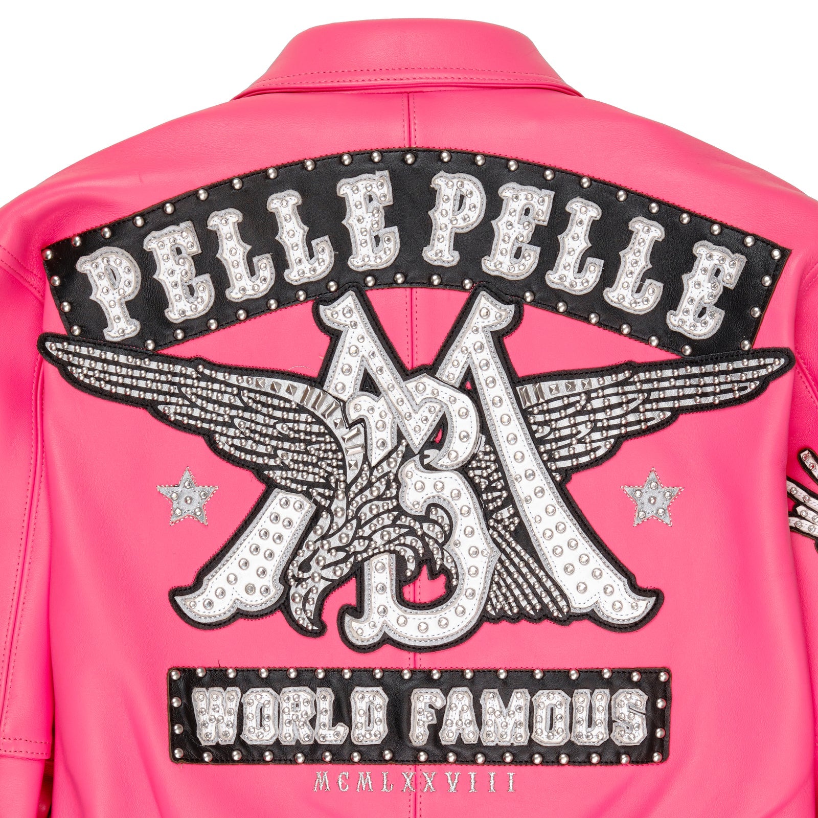 Women’s Pelle Pelle Pink Premium Cowhide Leather Jacket – Designer Studded Outerwear