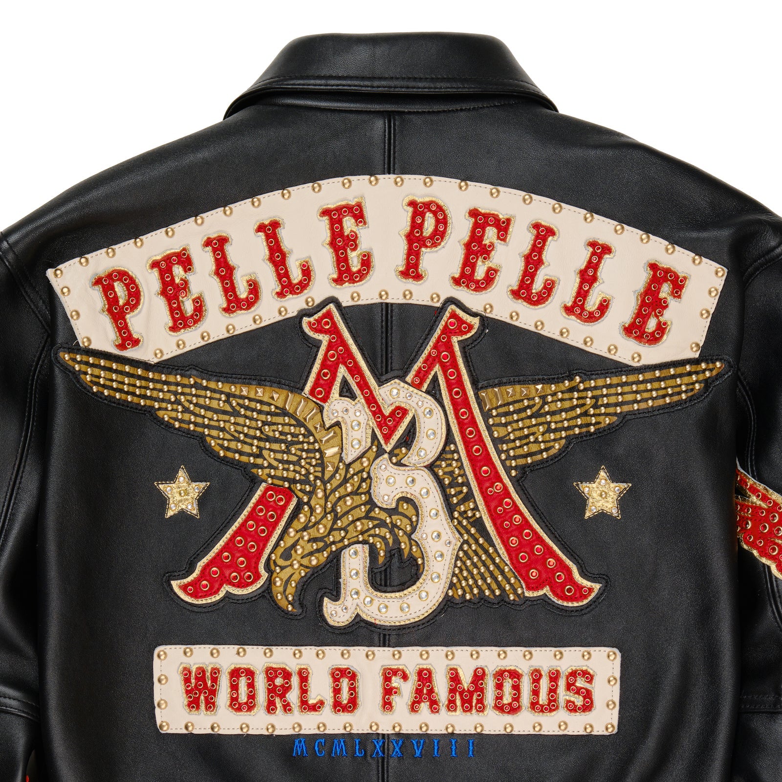 Women’s Pelle Pelle Black Premium Cowhide Leather Jacket – Embroidered & Studded Designer Outerwear