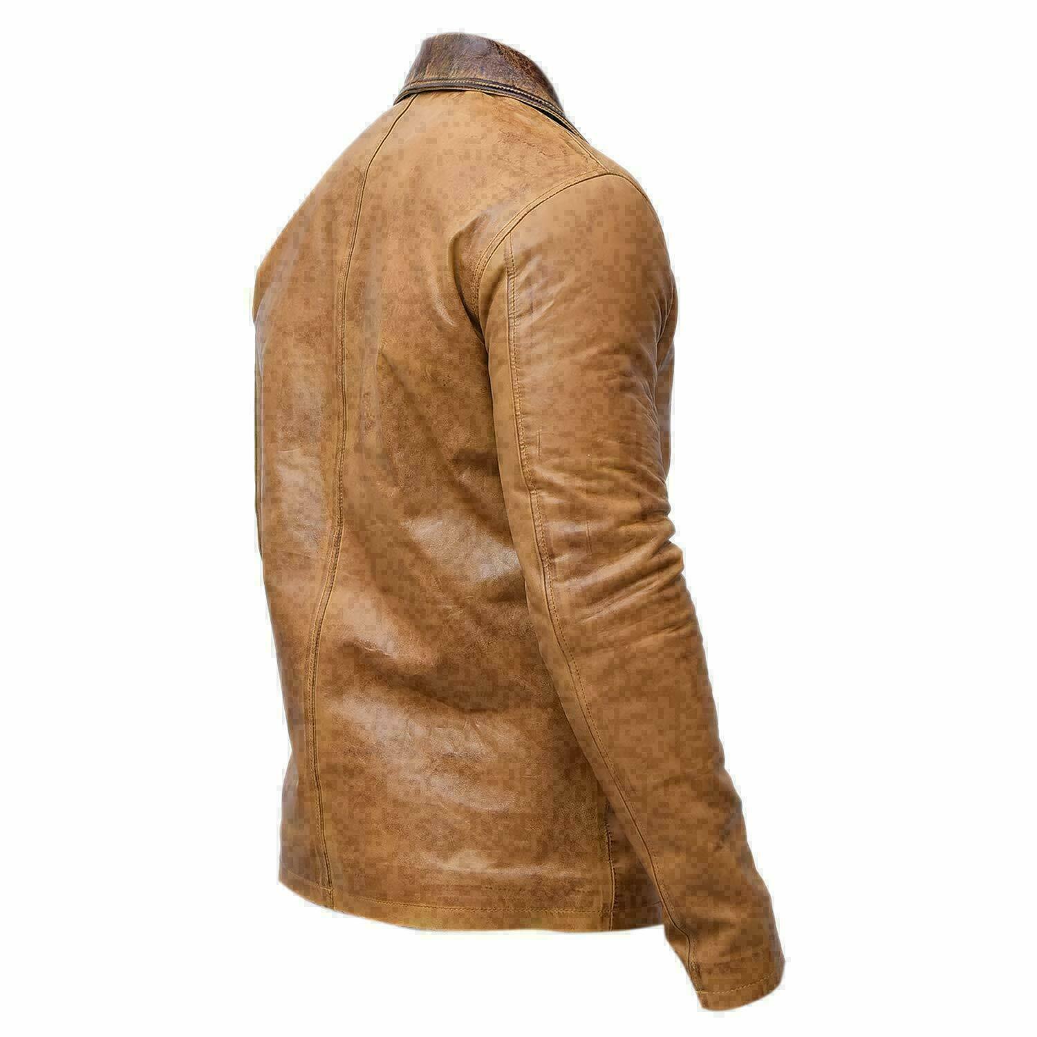 Distressed brown leather outlaw coat cinematic cosplay look