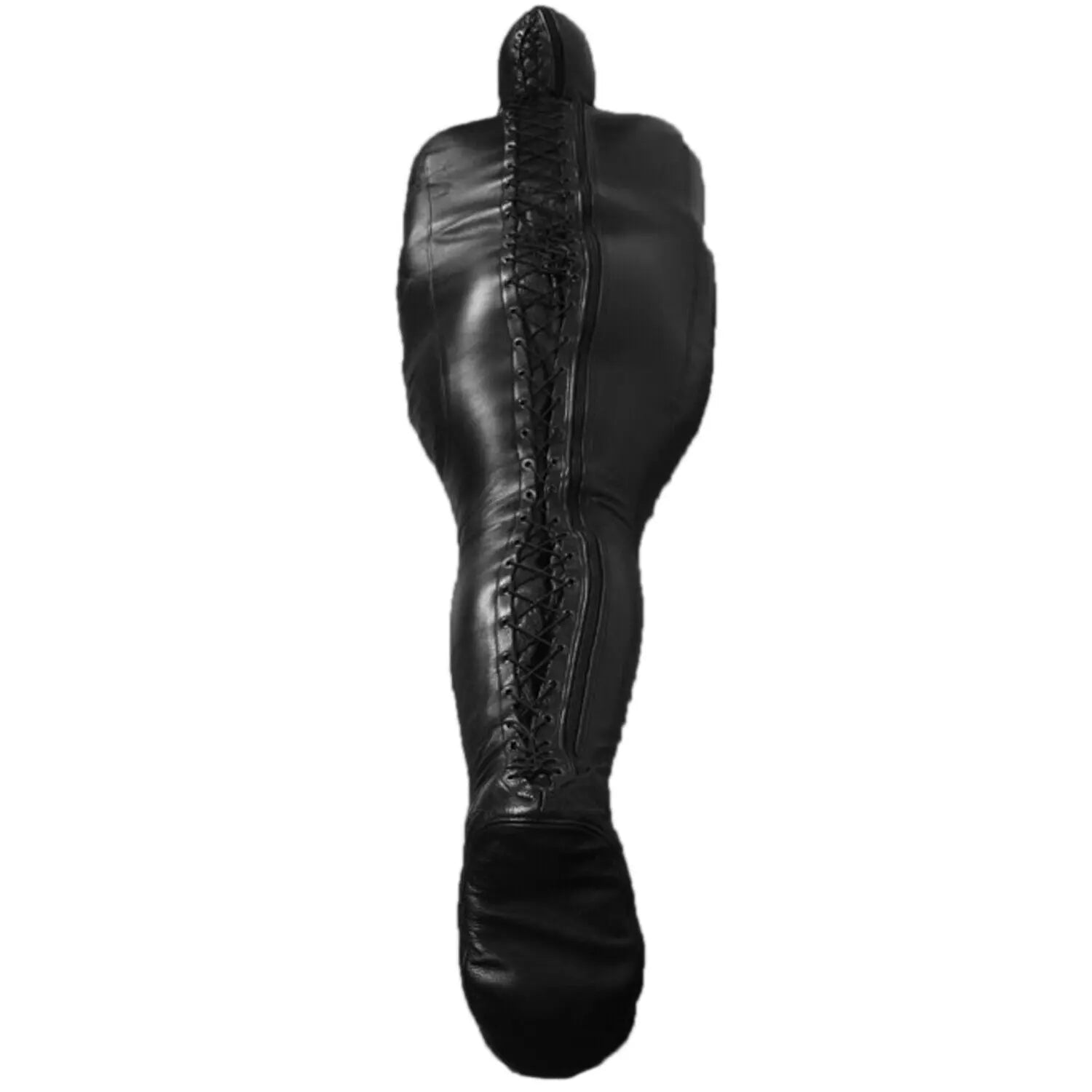 Enclosed leather bodysuit costume with hood design fashion