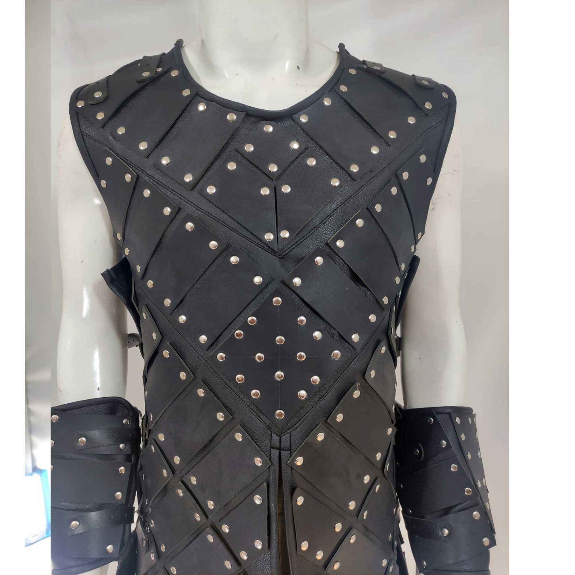 Fantasy leather armor chest and shoulder detail view