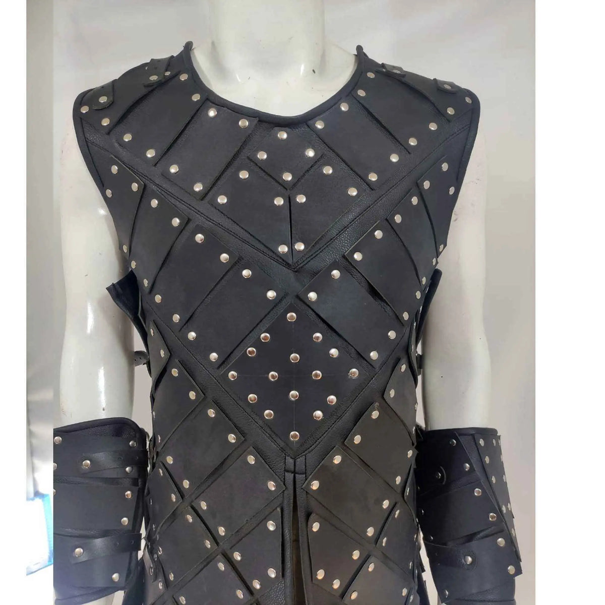 Fantasy leather armor chest and shoulder detail view