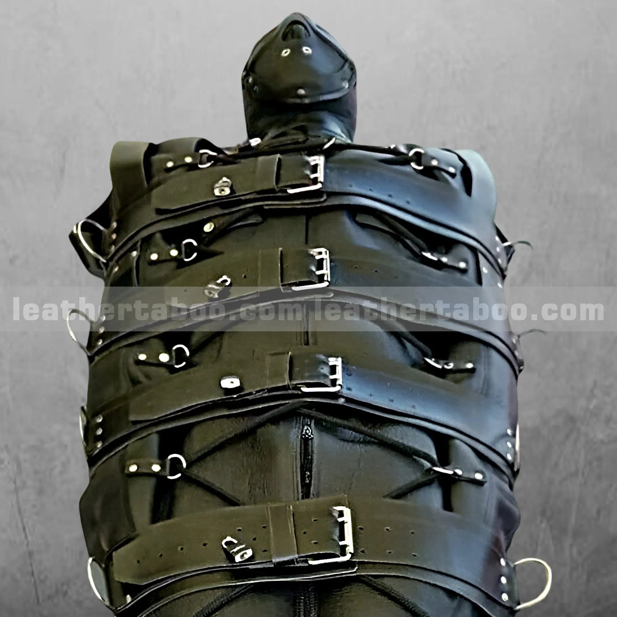 Full-Body Leather Bondage Sleep Sack with Straps & D-Rings โ Heavy-Duty Restraint Gear for BDSM Play - Leather taboo