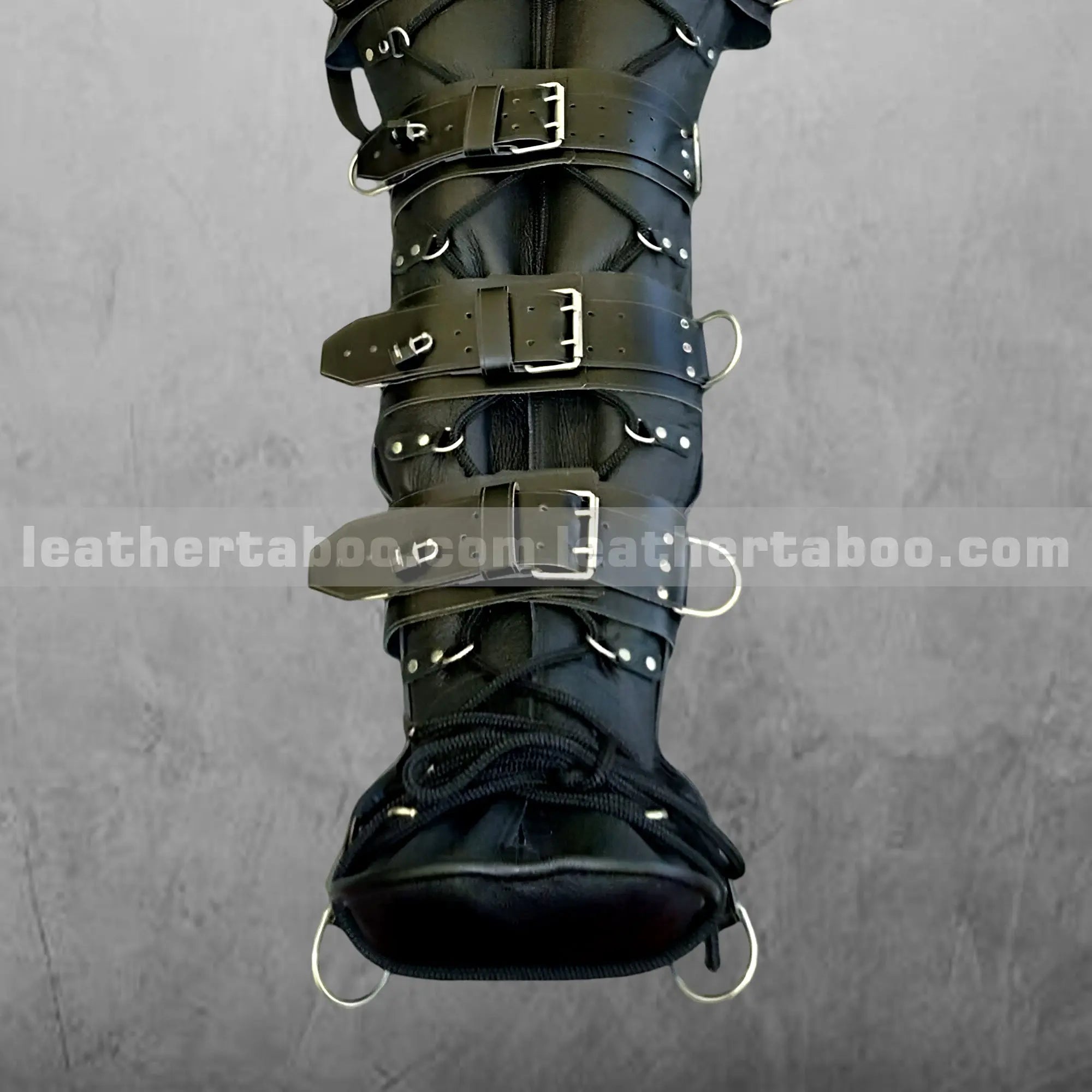 Full-Body Leather Bondage Sleep Sack with Straps & D-Rings โ Heavy-Duty Restraint Gear for BDSM Play - Leather taboo
