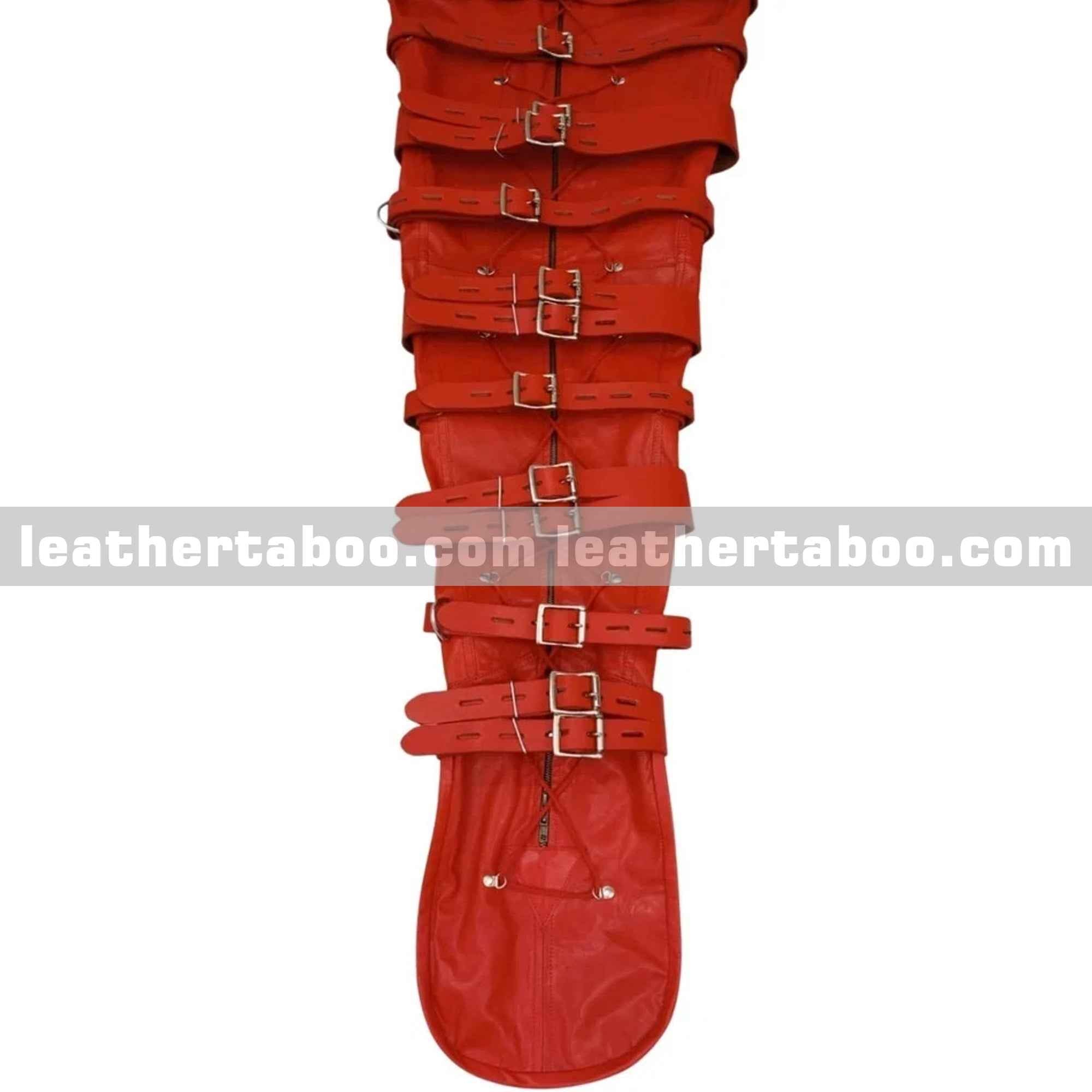 Genuine Leather Sleep Sack Body Bag with Heavy Duty Belts & Front Zip