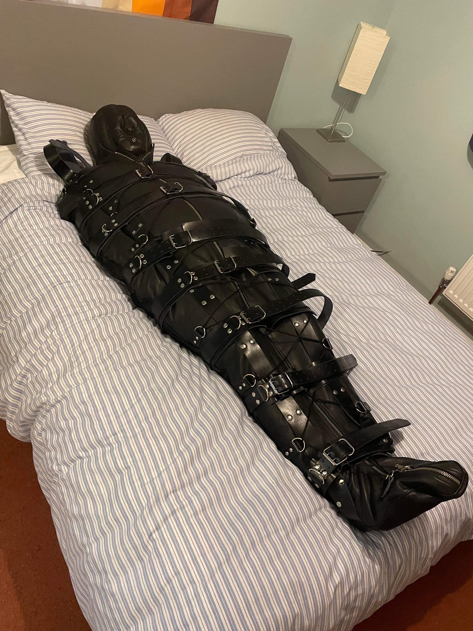 Leather Extreme BDSM SleepSack Fetish Sensory Deprivation Restricted Bondage bag - Leather taboo