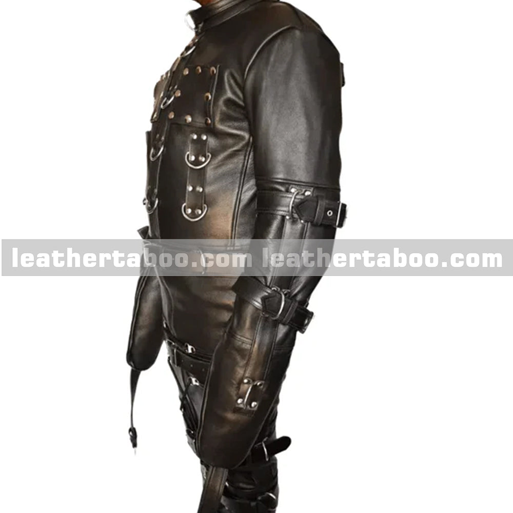 Genuine leather biker suit handcrafted by Leather Taboo