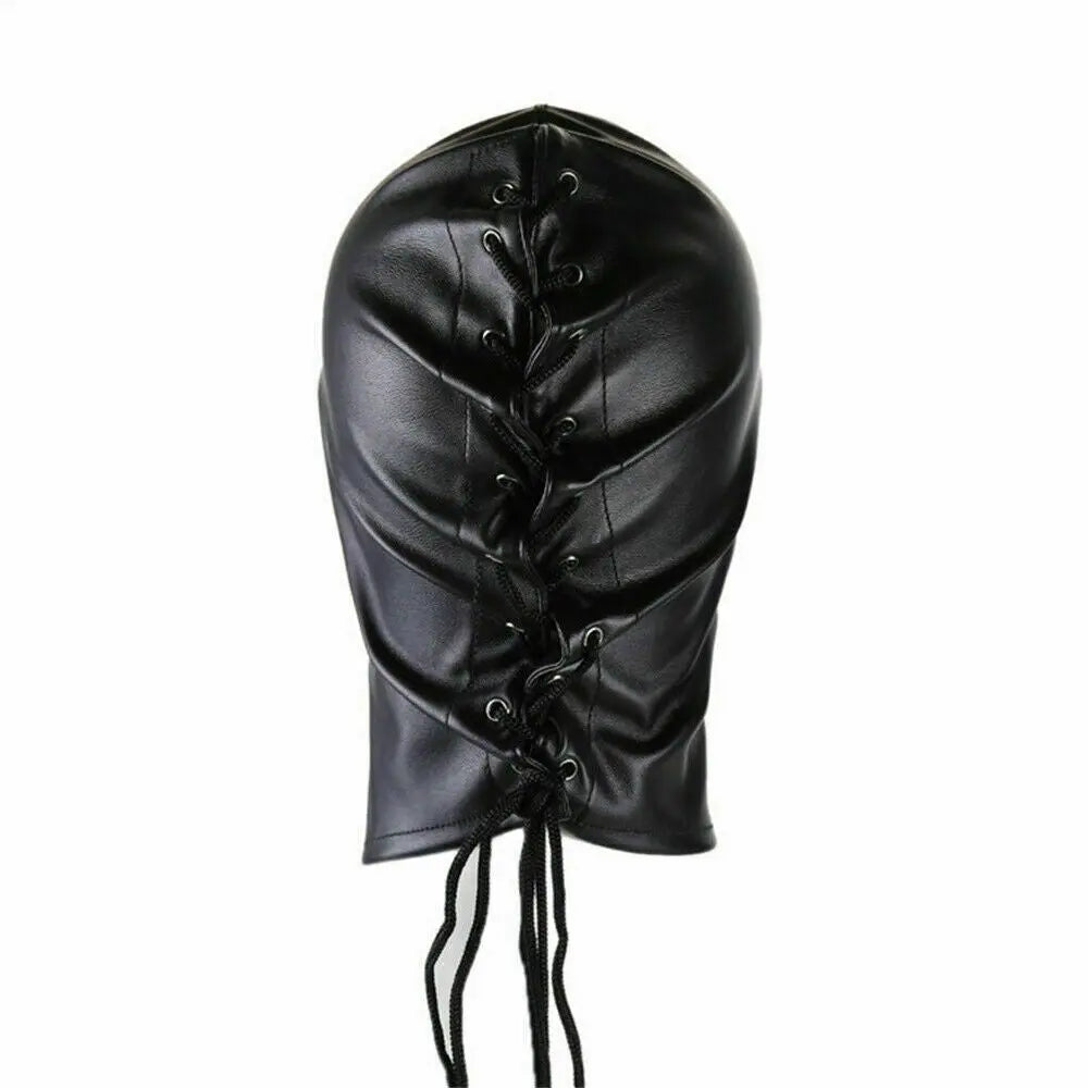 Genuine leather eye cover mask black fashion costume design