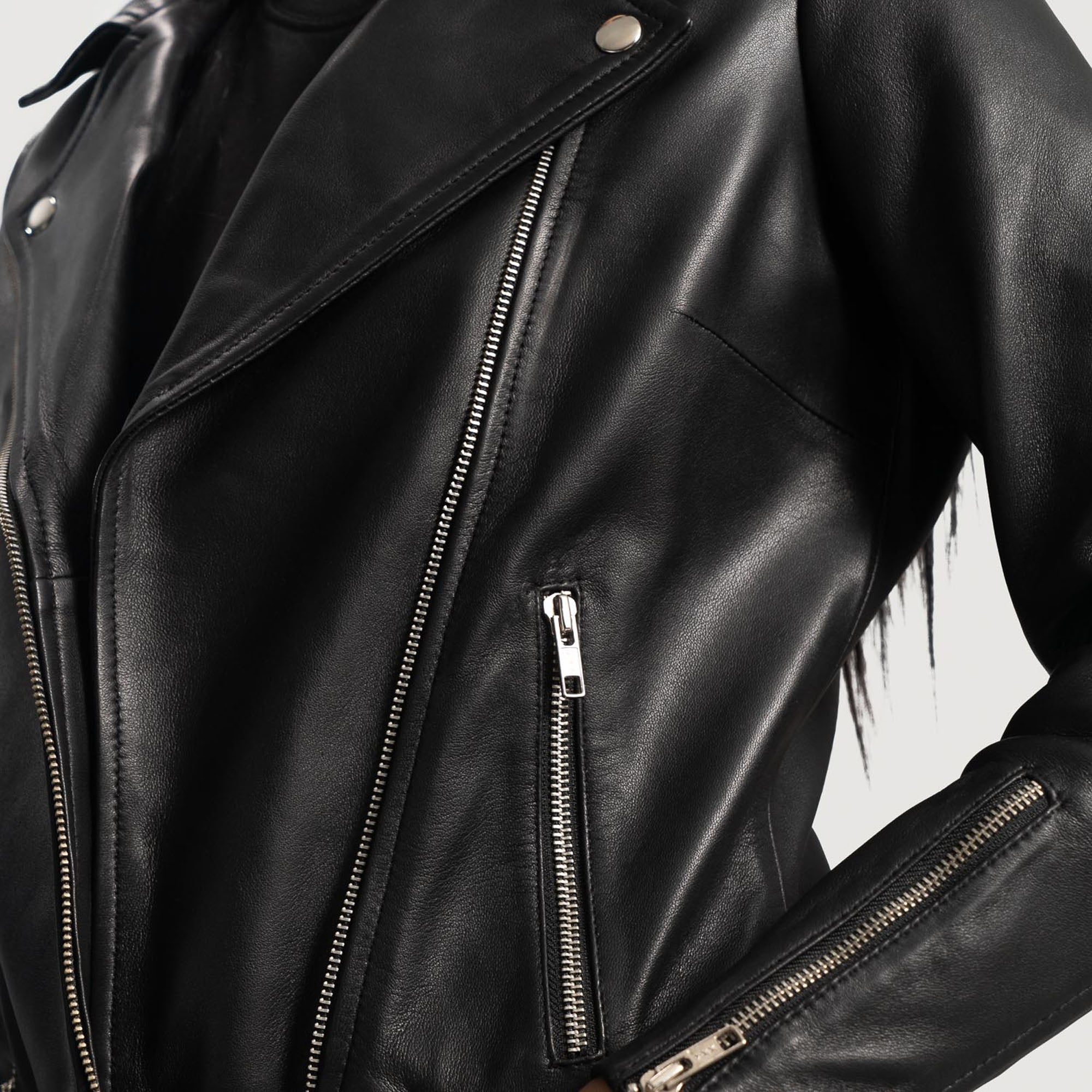 Genuine leather motorcycle jacket with sleek design