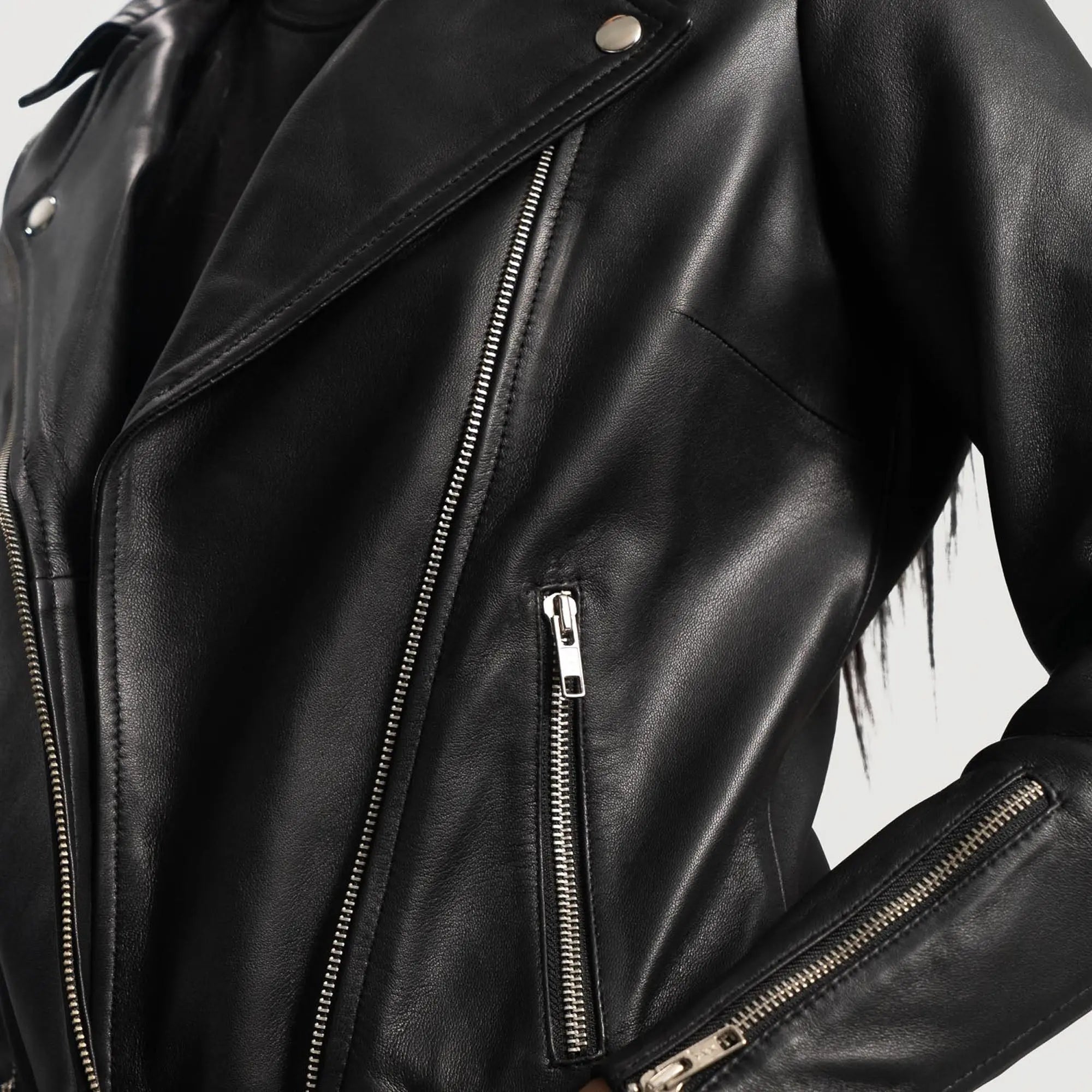 Genuine leather motorcycle jacket with sleek design
