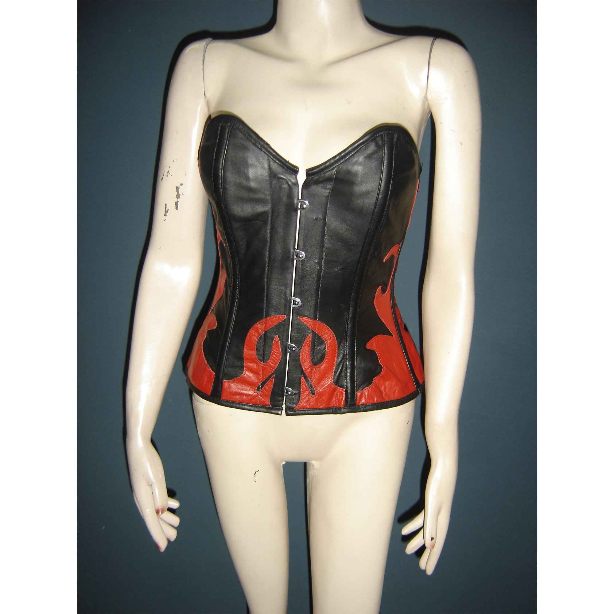 Genuine leather steel boning corset front view