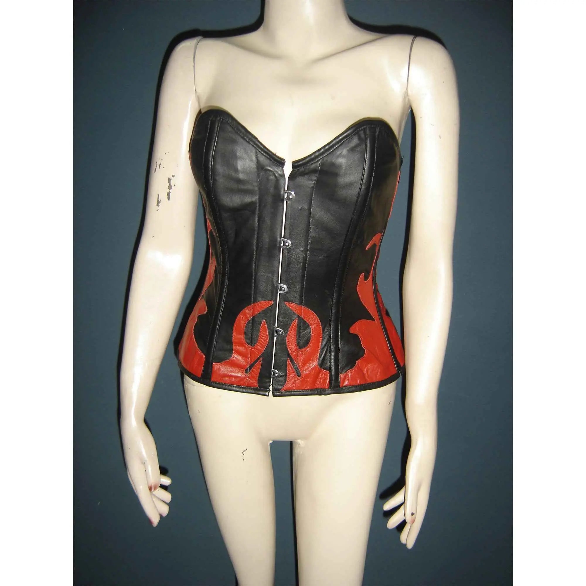 Genuine leather steel boning corset front view
