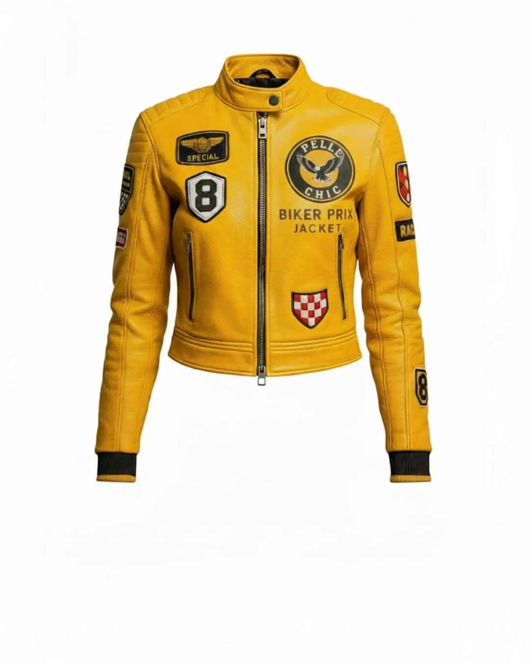 Womenโs Mustard Yellow โSpecial Forcesโ Moto Leather Jacket