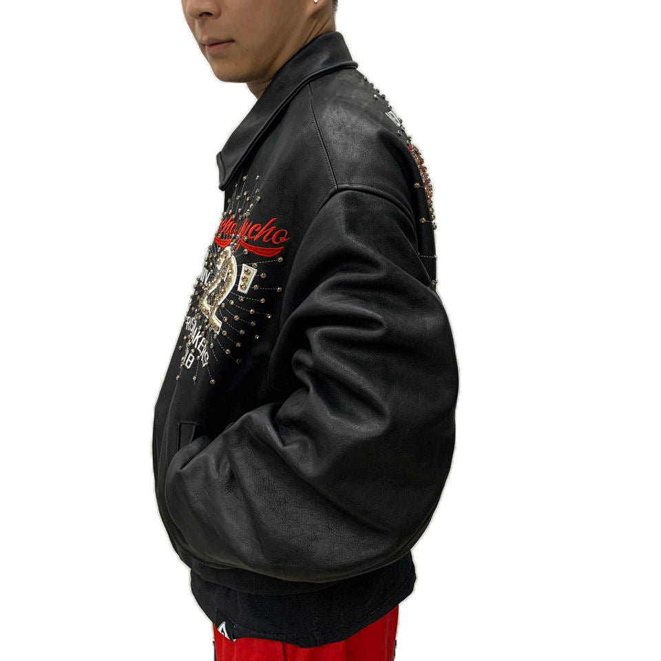 Genuine Leather Pelle Pelle Yellow Studded Jacket for Men leathertaboo.com