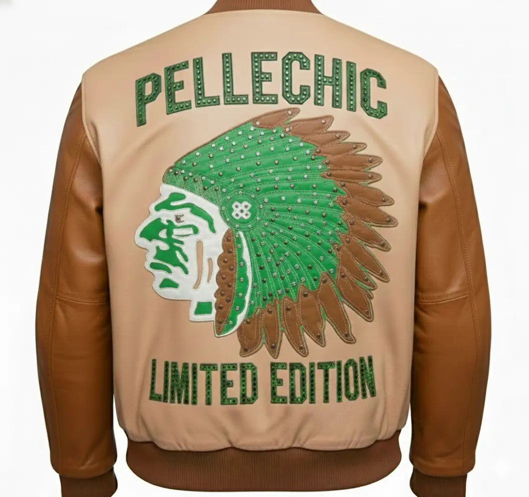 PelleChic Limited Edition Embroidered Leather Jacket โ Native Chief Design leathertaboo.com