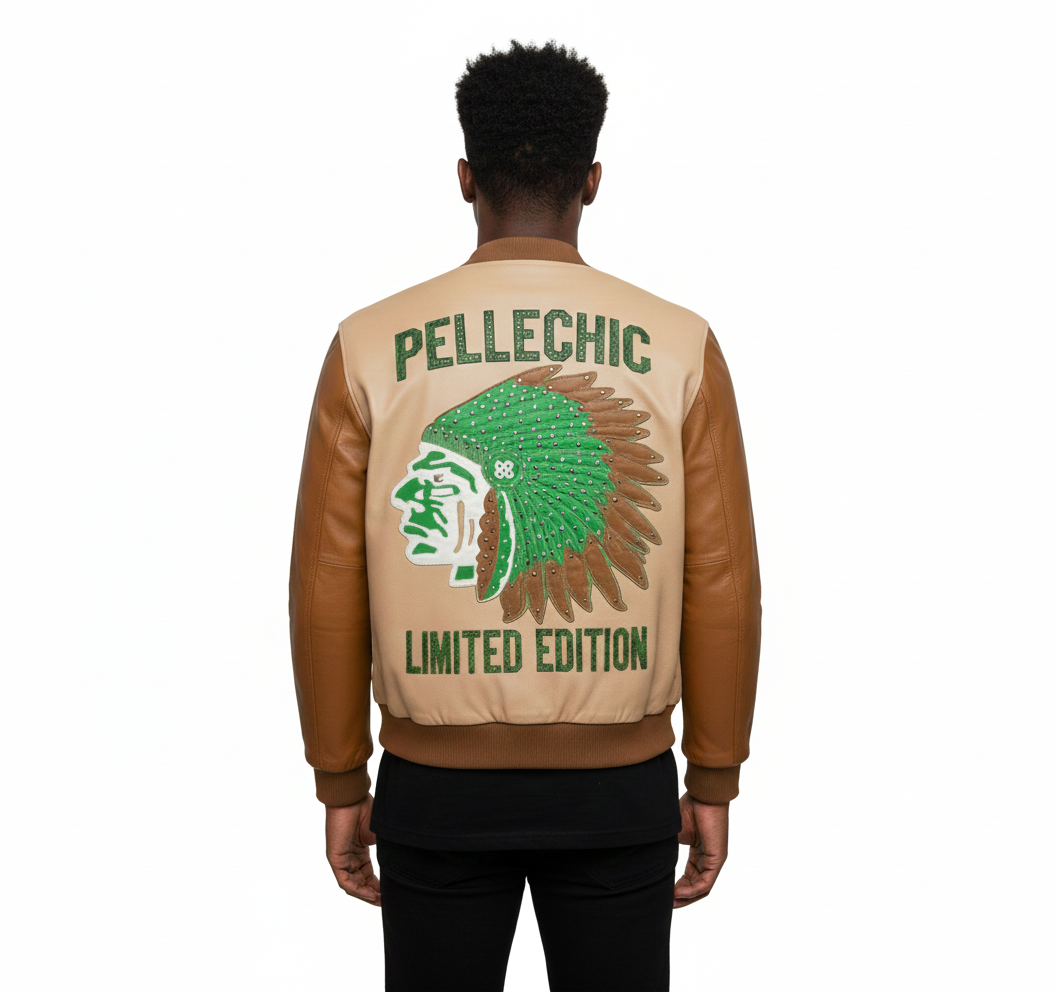 PelleChic Limited Edition Embroidered Leather Jacket – Native Chief Design leathertaboo.com