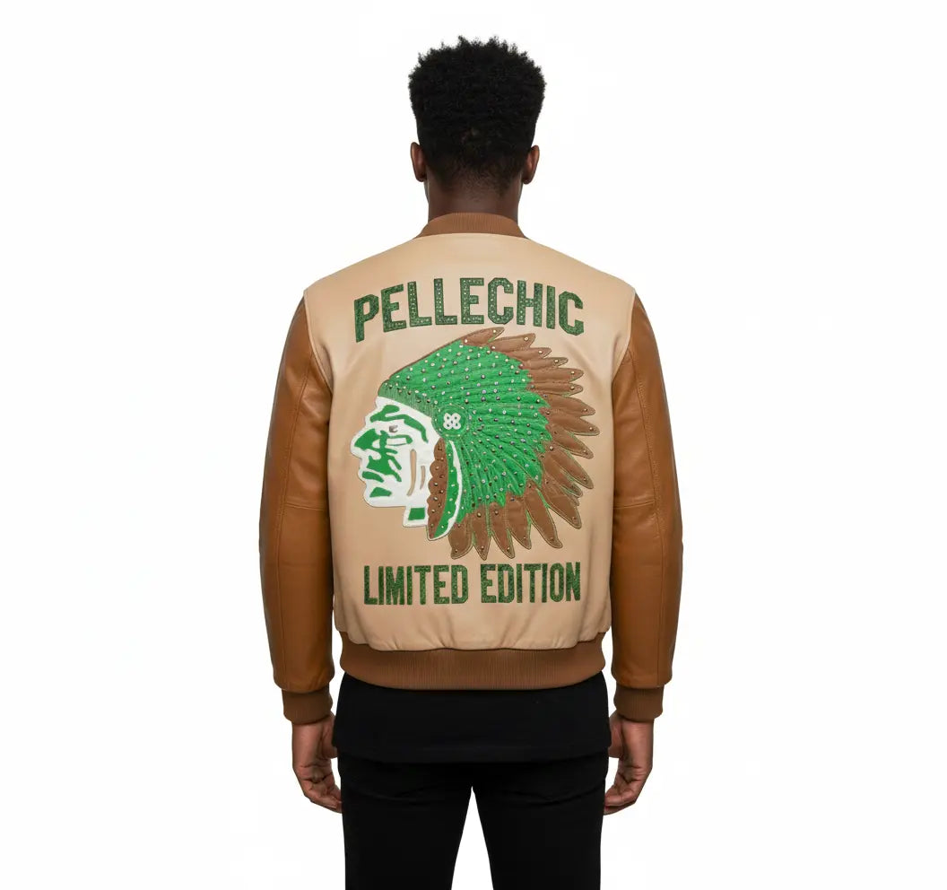 PelleChic Limited Edition Embroidered Leather Jacket – Native Chief Design leathertaboo.com