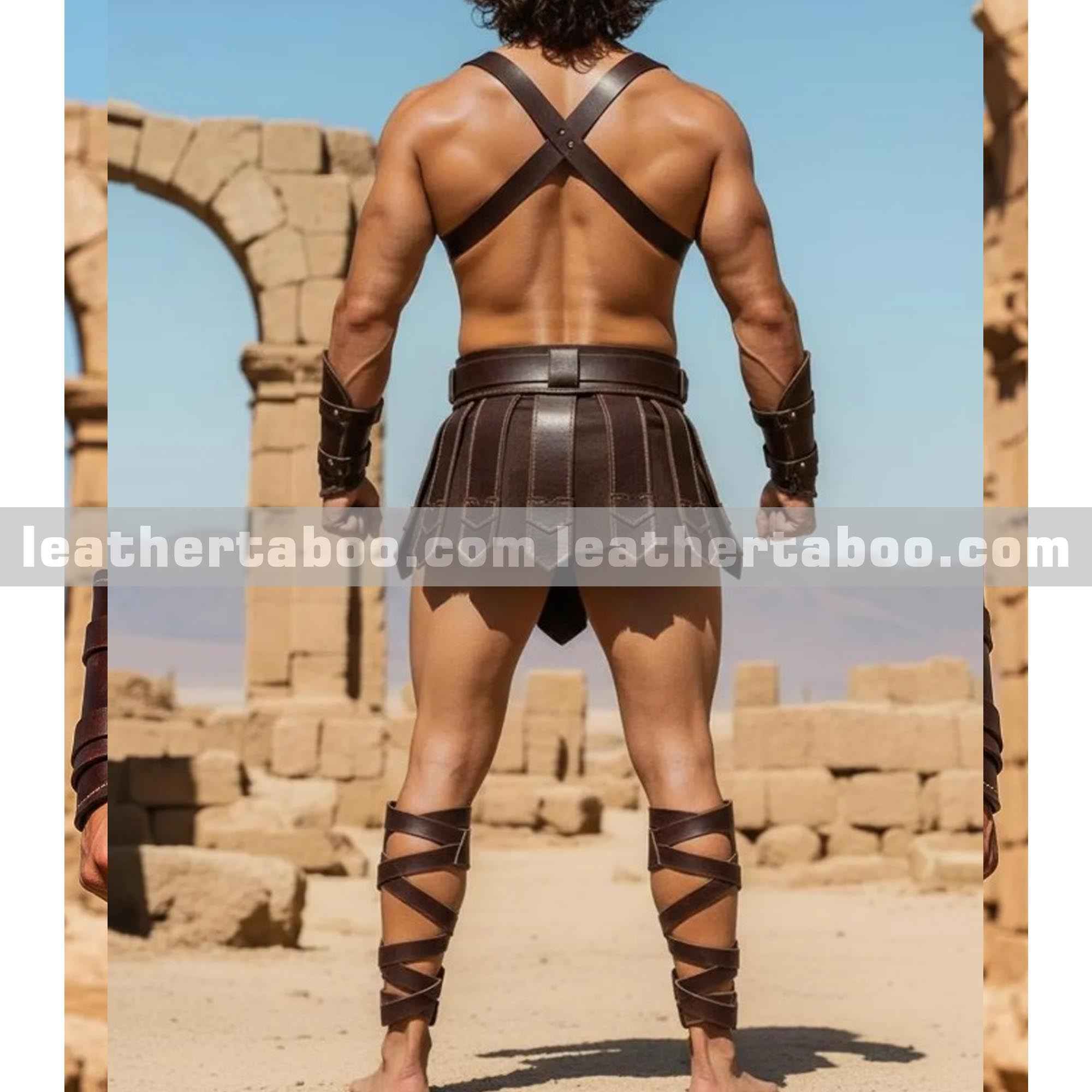 Handcrafted Gladiator Leather Armor Set – Roman Warrior Costume – Men’s Spartan Cosplay Outfit – Medieval LARP Leather Armor
