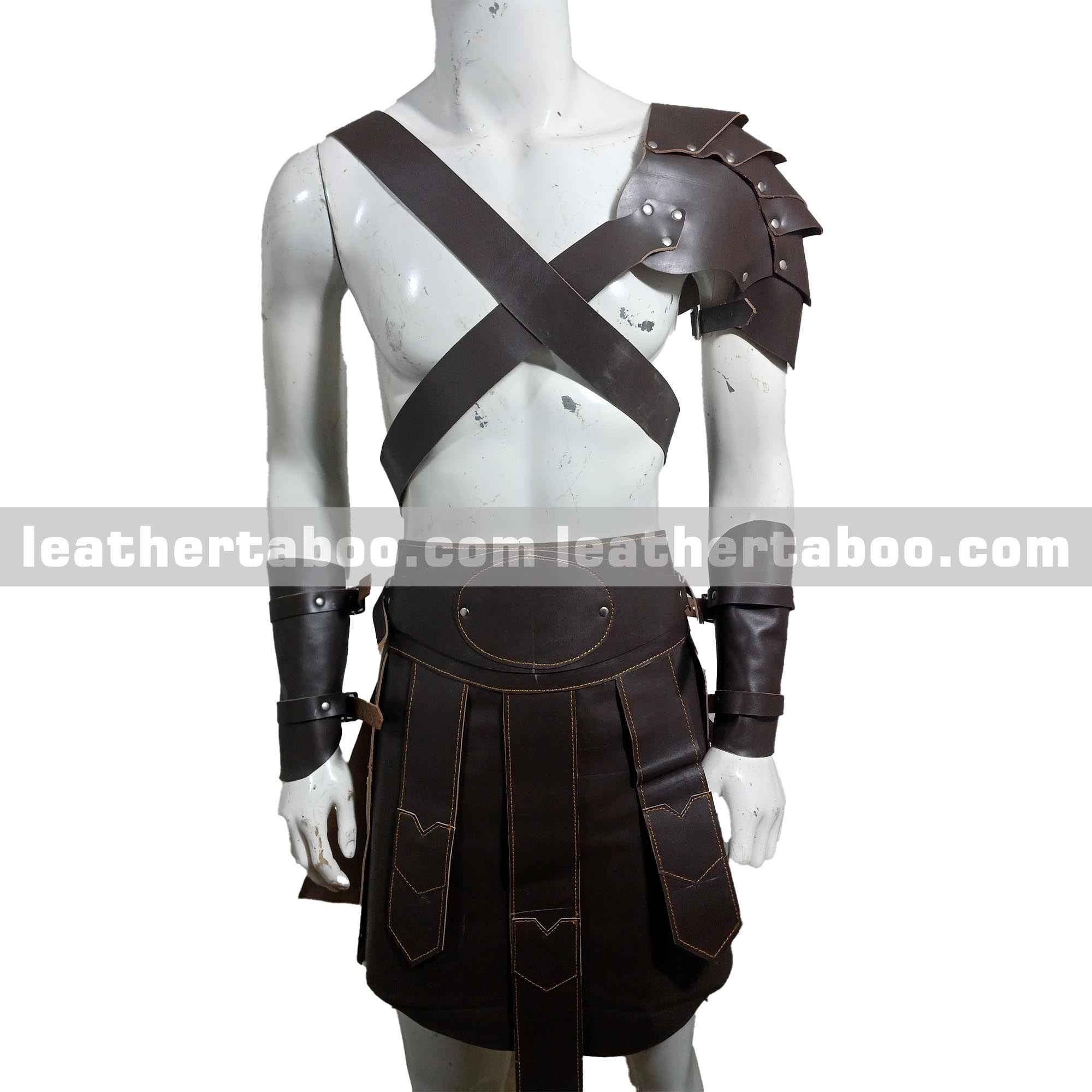 Handcrafted Gladiator Leather Armor Set – Roman Warrior Costume – Men’s Spartan Cosplay Outfit – Medieval LARP Leather Armor