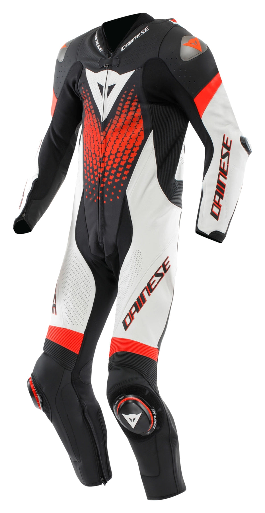 Handmade Dainese leather racing suit with heavy-duty safety features and track-ready biker styling