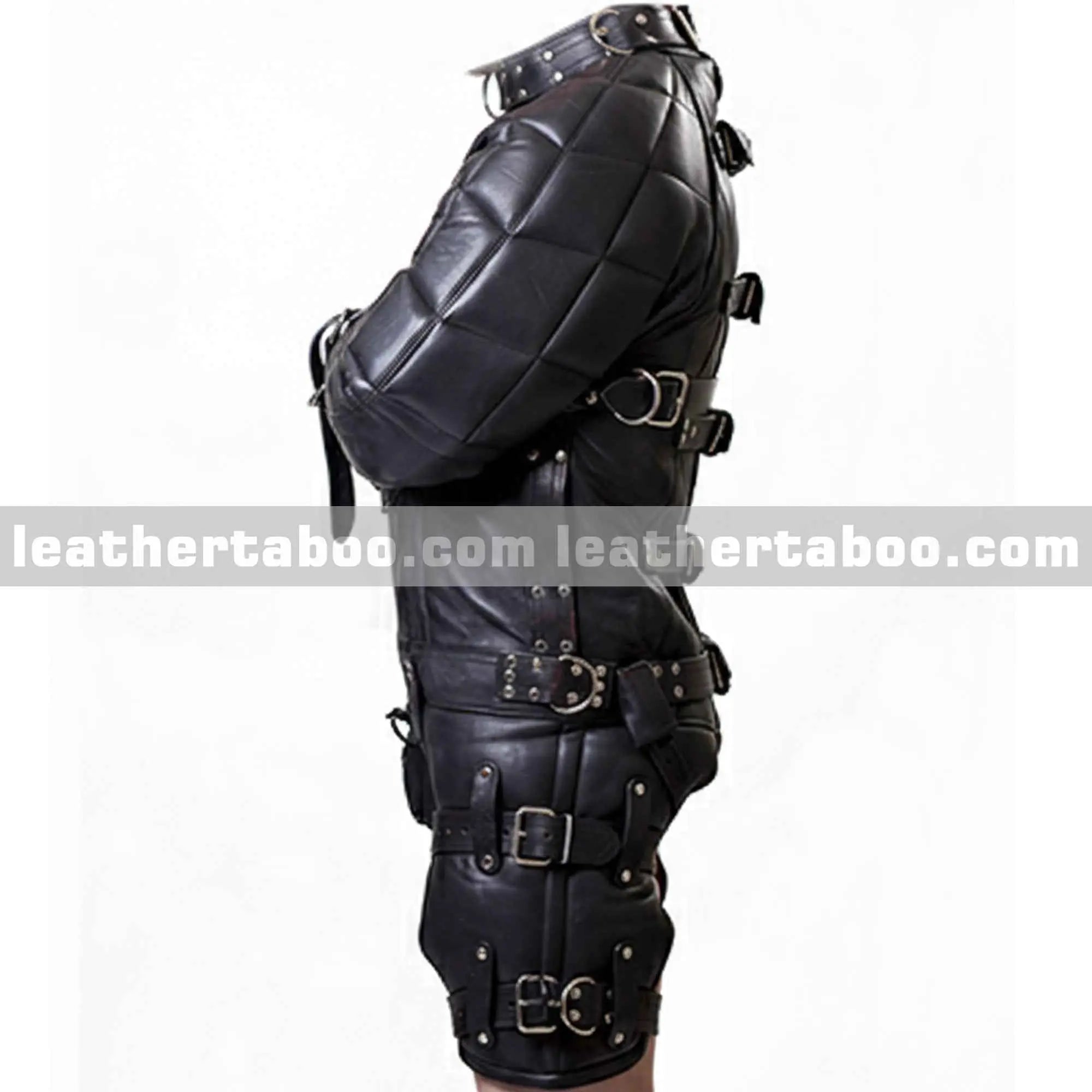 Black Leather Straitjacket Harness Bodysuit