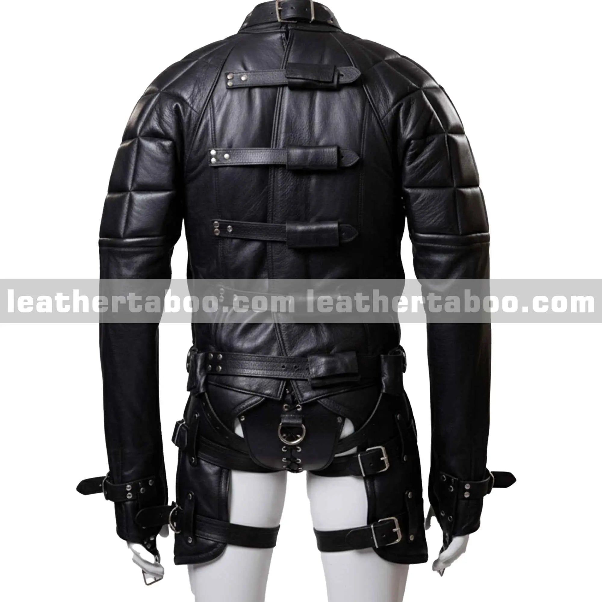 Black Leather Straitjacket Harness Bodysuit