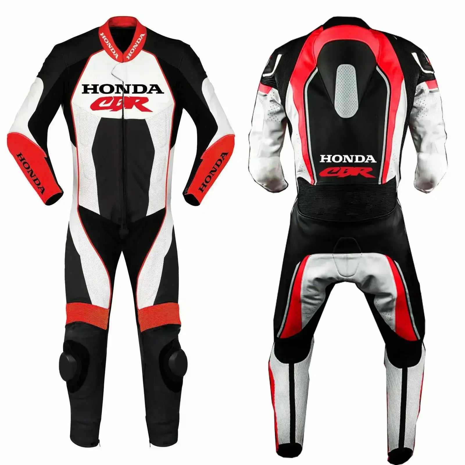 Honda CBR cowhide leather biker suit front view for motorcycle riders