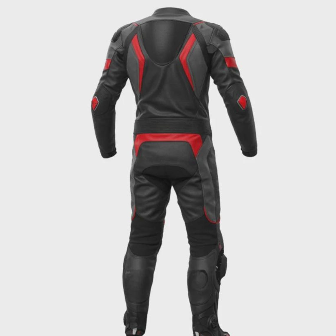 Honda motorcycle racing suit featuring CE armor padding and aerodynamic biker styling in black and red