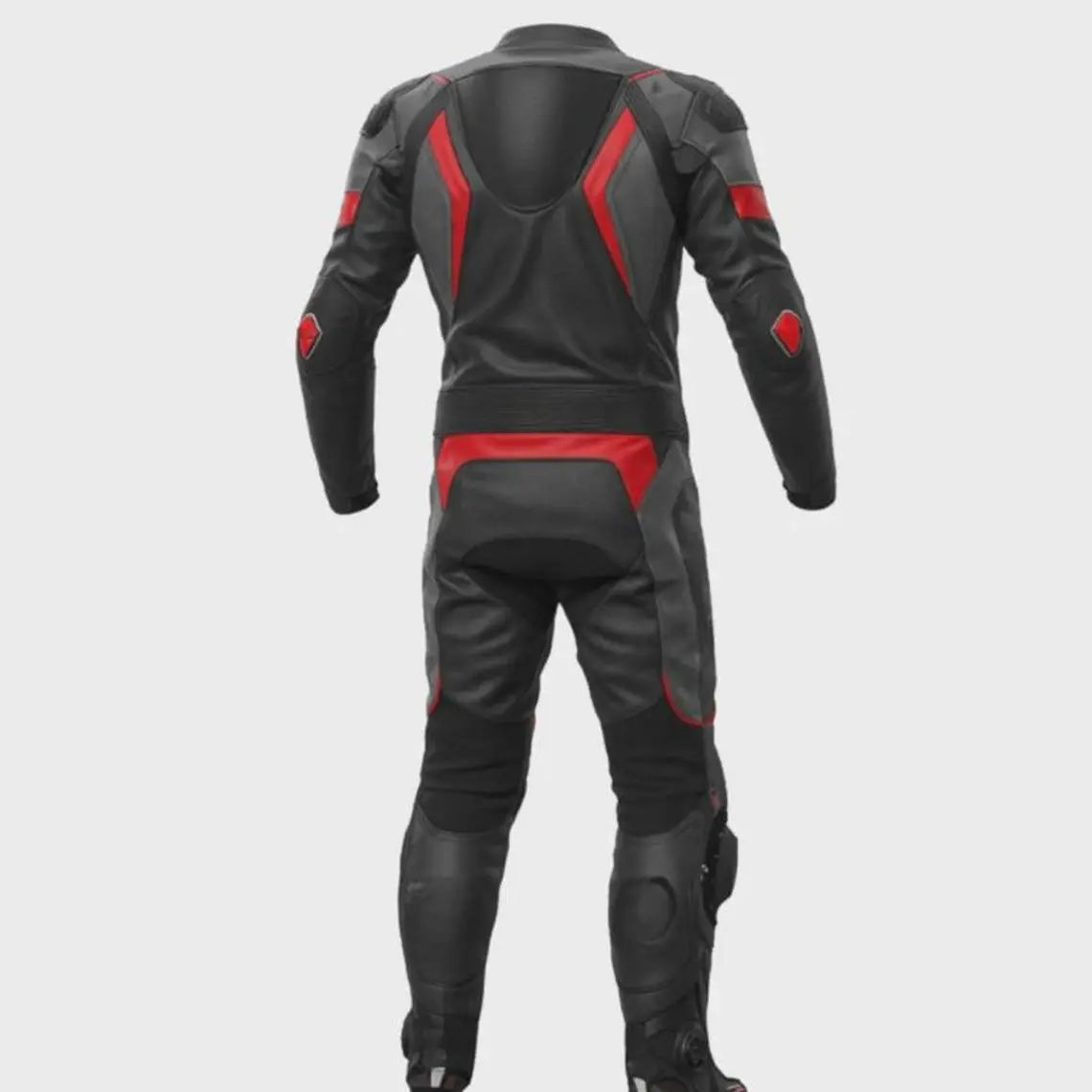 Honda motorcycle racing suit featuring CE armor padding and aerodynamic biker styling in black and red