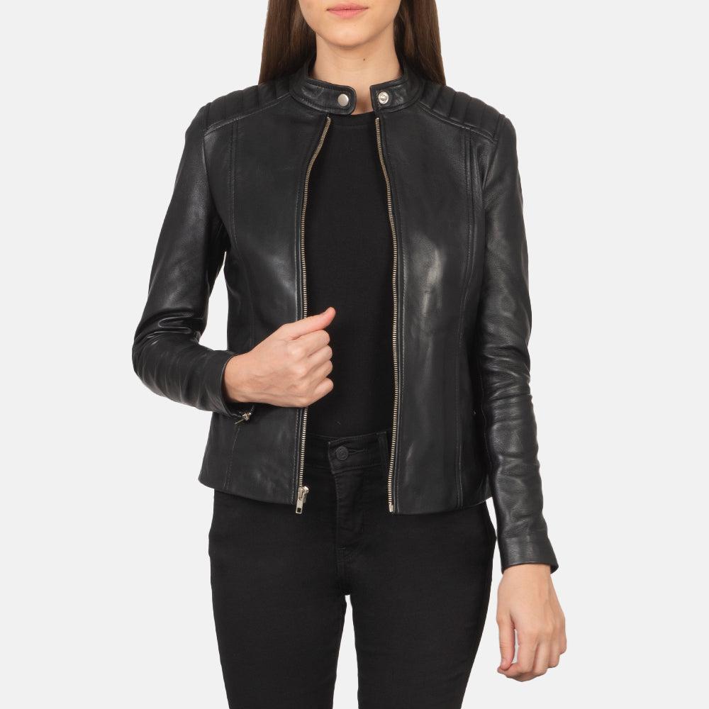 Women's Real Leather Biker Jacket - Slim Fitted Motorcycle Jacket
