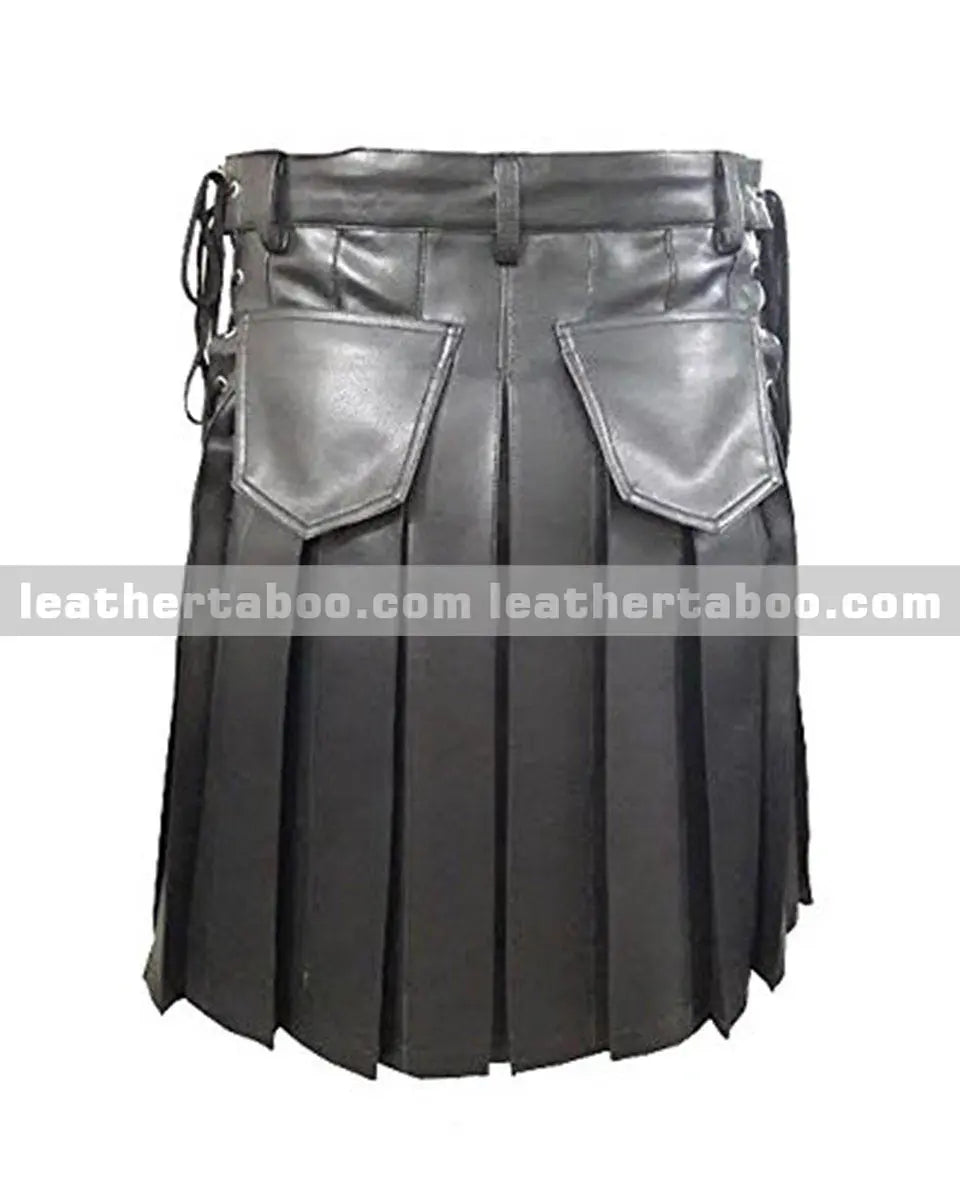 Men's Genuine Leather Classic Utility Design Kilts - Leather taboo