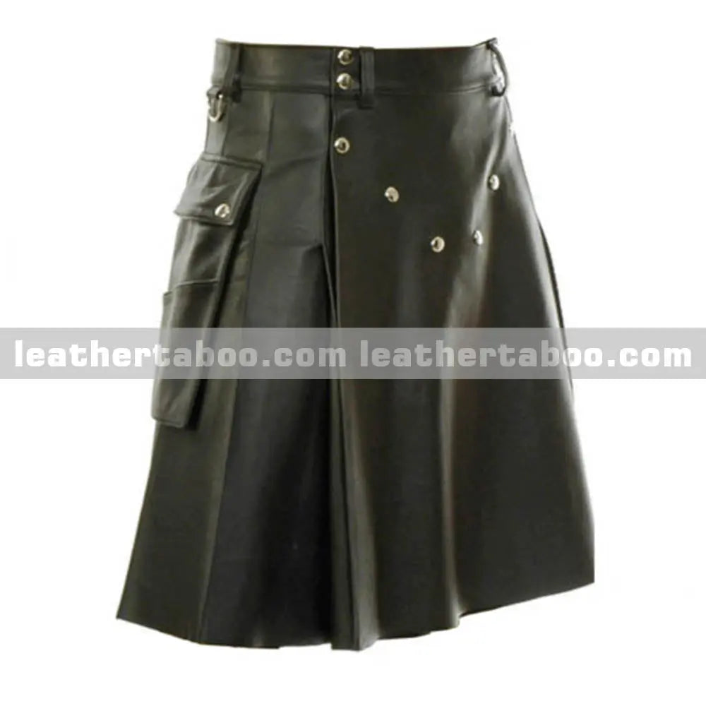 Men's Genuine Classic Utility Design Leather Kilts - Leather taboo