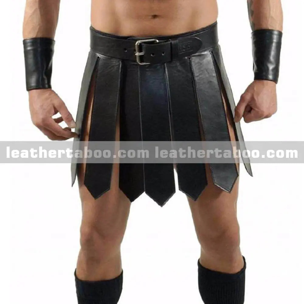 Men's Classic Utility Design Genuine Leather Kilts - Leather taboo