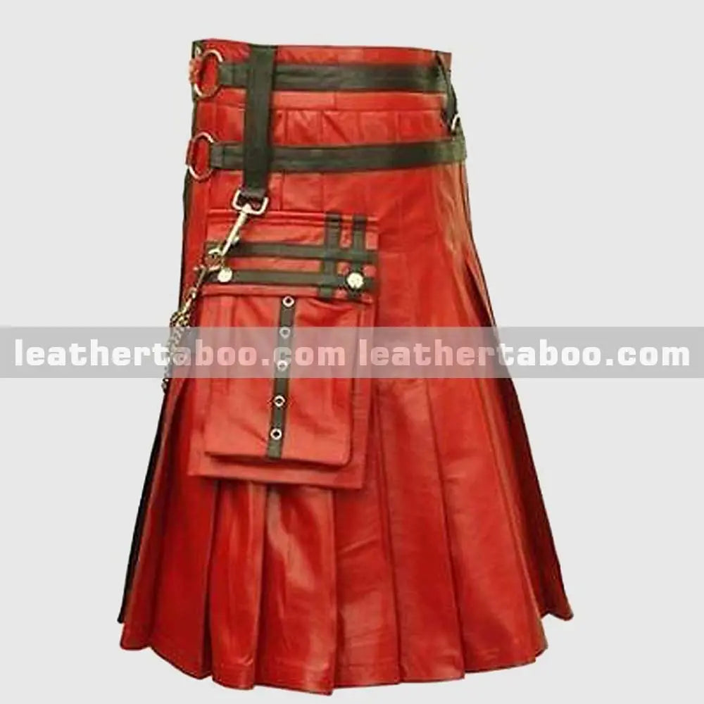 Men's Classic Utility Design Genuine Leather Kilts - Leather taboo