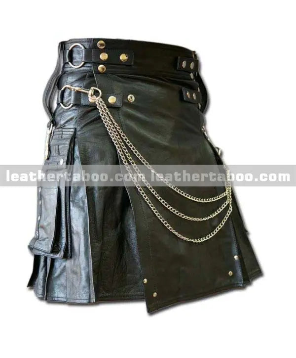 Men's Genuine Leather Kilts – Classic Utility Design - Leather taboo