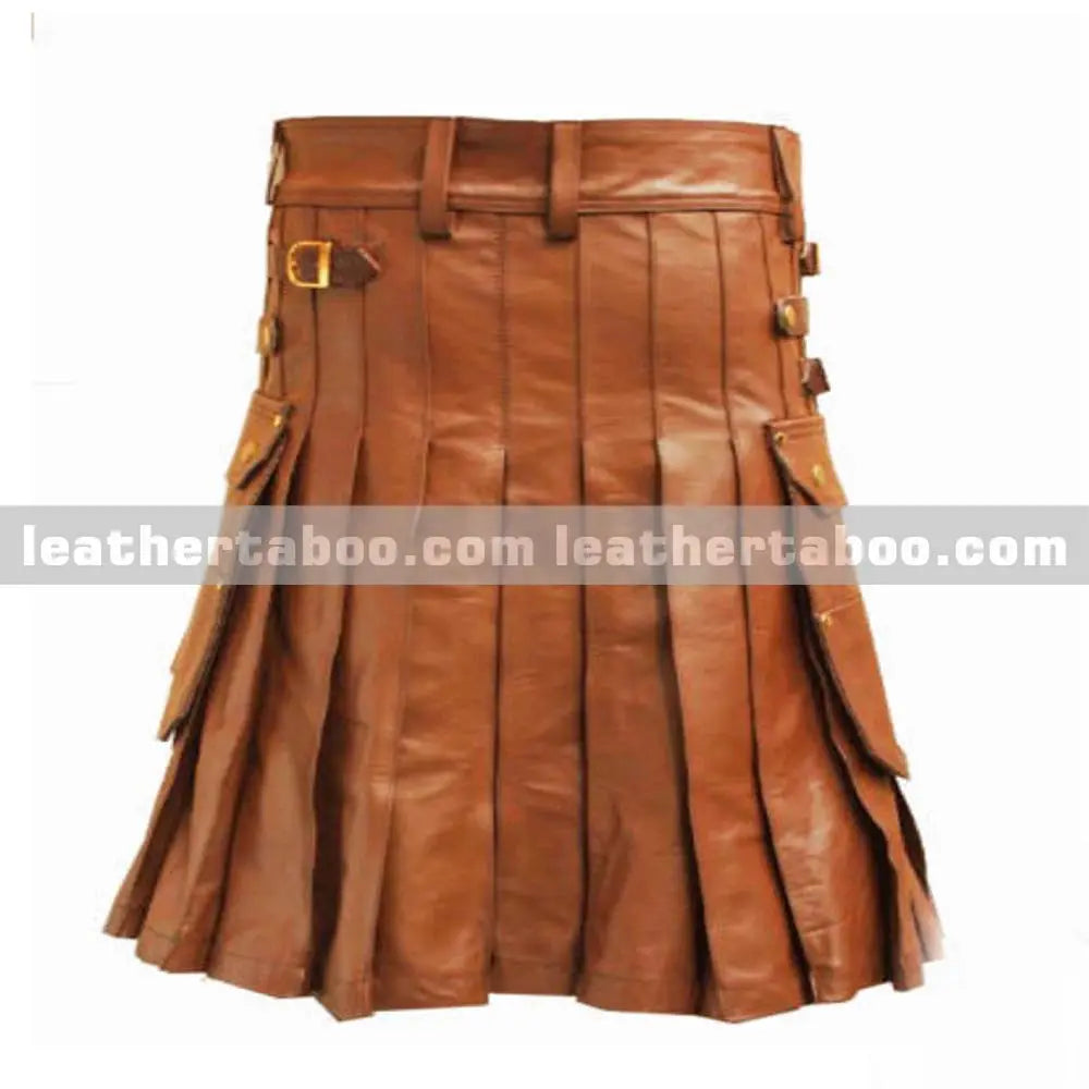Men's Genuine Leather Kilts – Classic Utility Design - Leather taboo