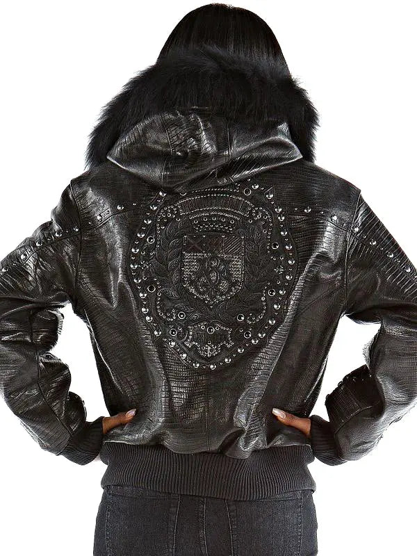 Women's Pelle Pelle Premium Cowhide Leather Jacket with Faux Fur Collar