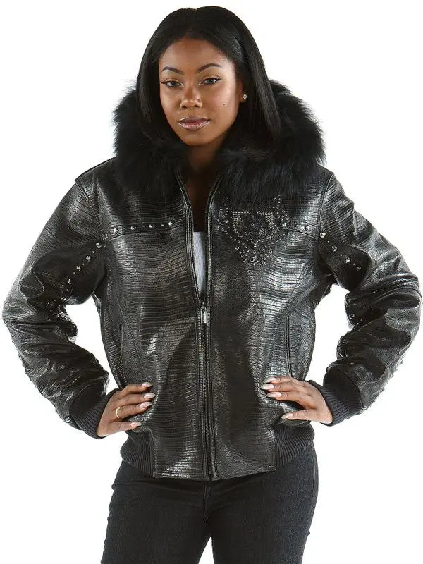 Women's Pelle Pelle Premium Cowhide Leather Jacket with Faux Fur Collar